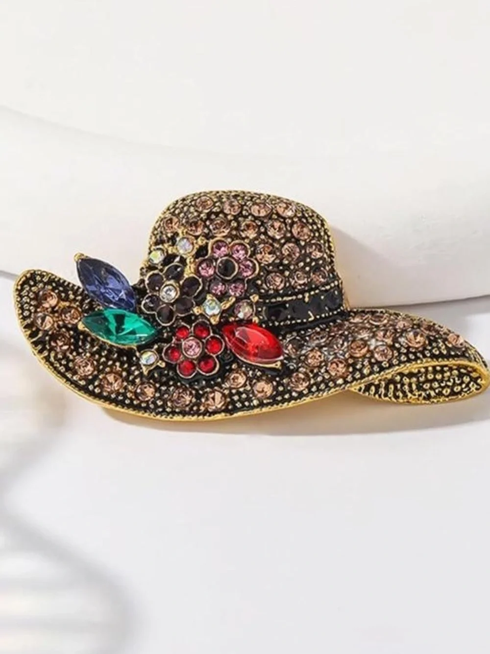 Anthropologie Multicolor Crystal Hat Brooch